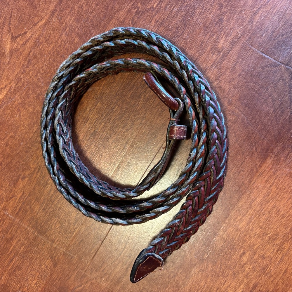 Braided Genuine Leather Belt for Men - Brown
